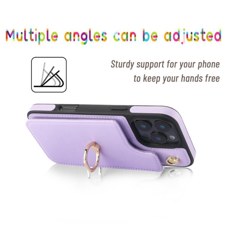 For iPhone 16 Pro YM005 Skin Feel Card Bag Phone Case with Long Lanyard