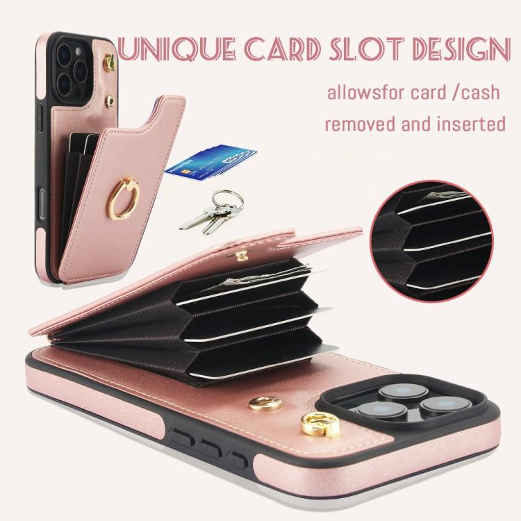 For iPhone 16 Pro YM005 Skin Feel Card Bag Phone Case with Long Lanyard