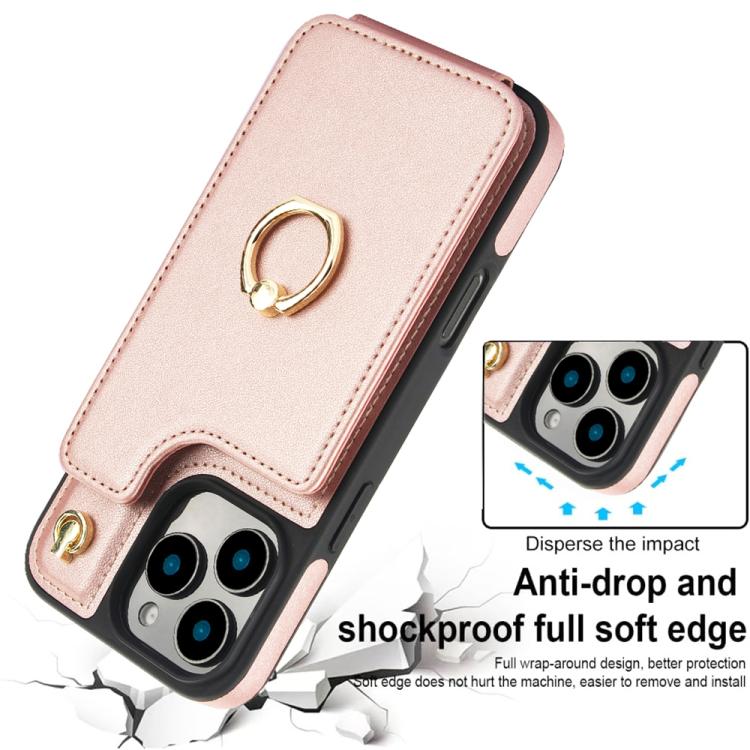 For iPhone 16 Pro YM005 Skin Feel Card Bag Phone Case with Long Lanyard