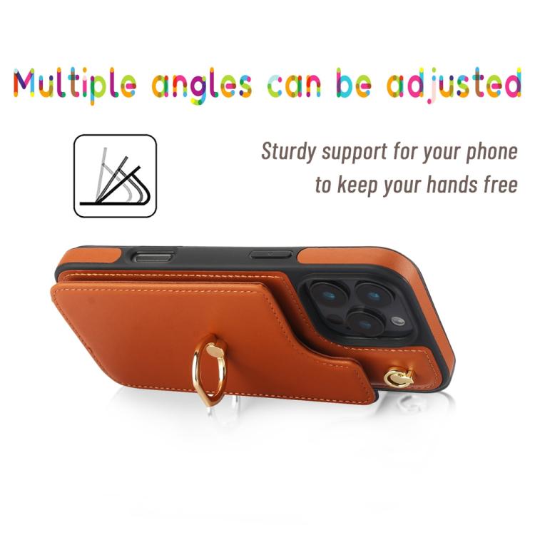 For iPhone 16 Pro YM005 Skin Feel Card Bag Phone Case with Long Lanyard