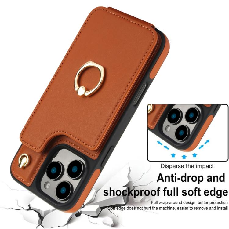 For iPhone 16 Pro YM005 Skin Feel Card Bag Phone Case with Long Lanyard