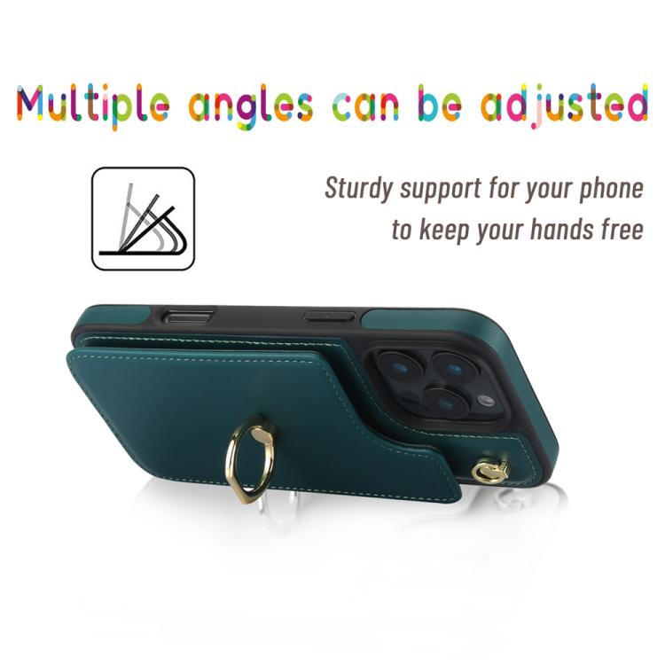 For iPhone 16 Pro YM005 Skin Feel Card Bag Phone Case with Long Lanyard