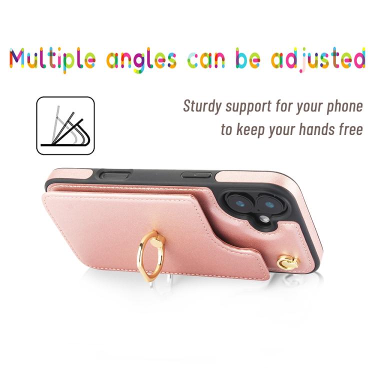 For iPhone 16 Plus YM005 Skin Feel Card Bag Phone Case with Long Lanyard