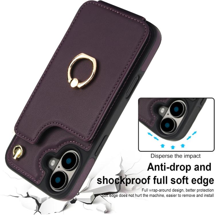 For iPhone 16 YM005 Skin Feel Card Bag Phone Case with Long Lanyard