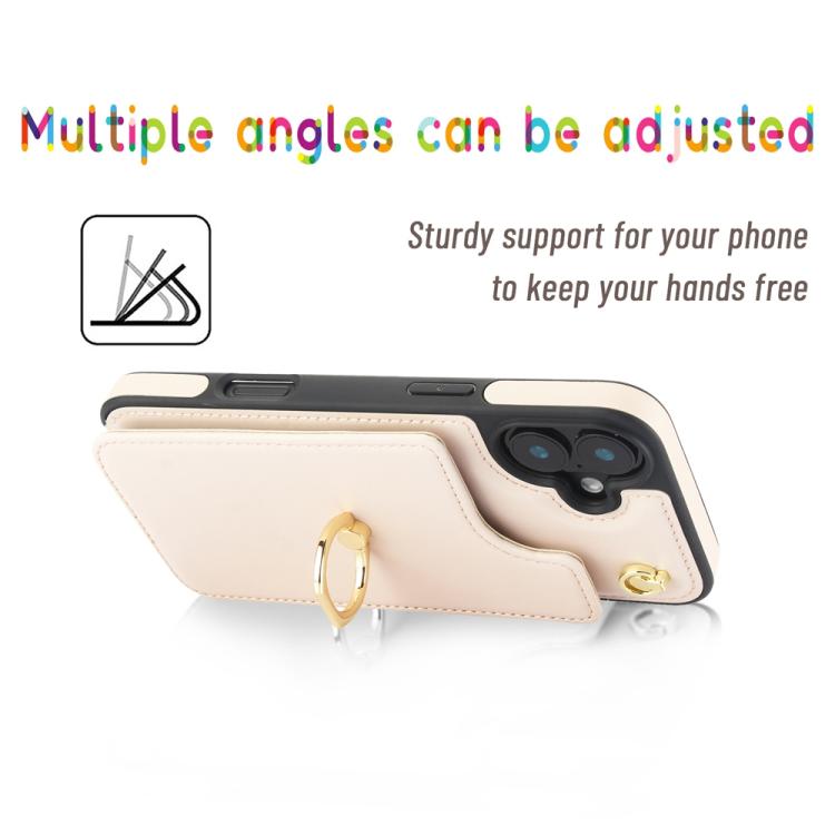 For iPhone 16 YM005 Skin Feel Card Bag Phone Case with Long Lanyard