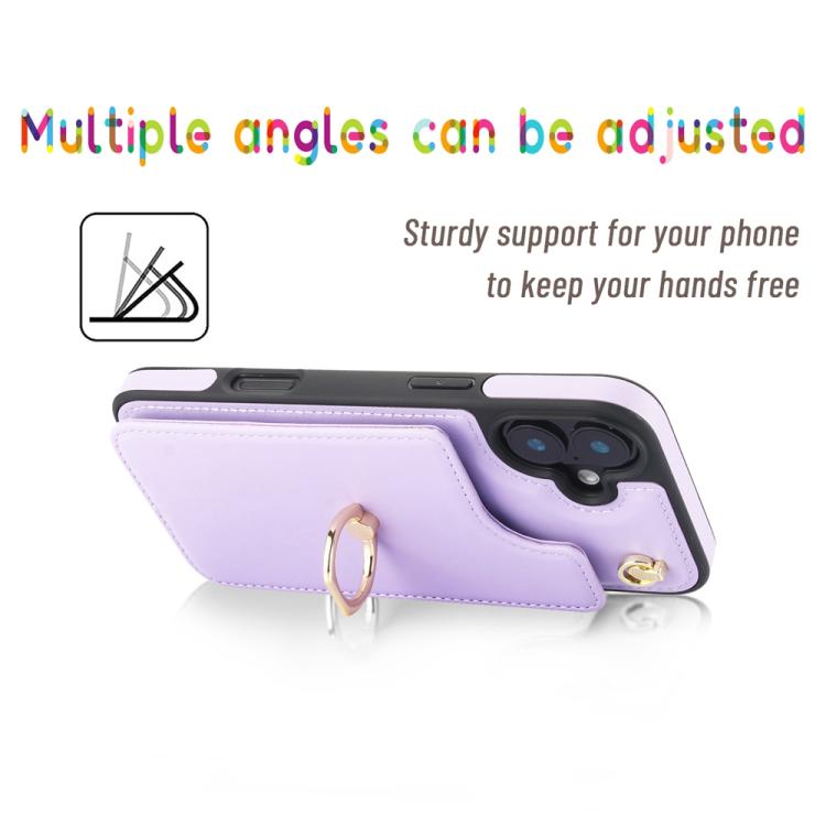 For iPhone 16 YM005 Skin Feel Card Bag Phone Case with Long Lanyard