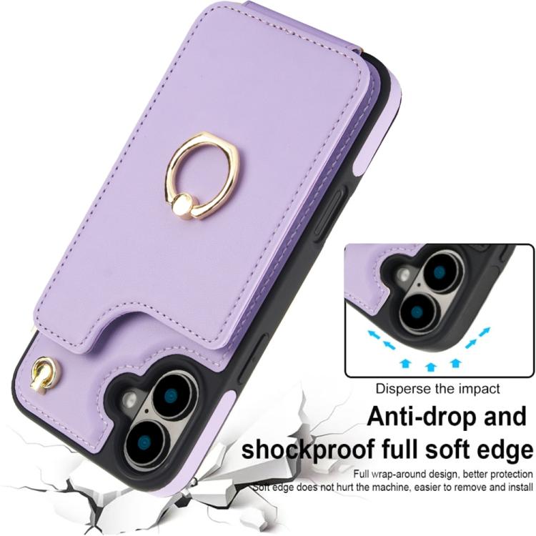 For iPhone 16 YM005 Skin Feel Card Bag Phone Case with Long Lanyard