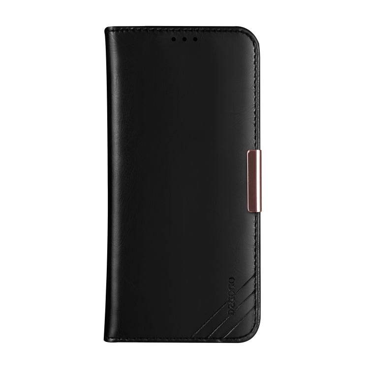 For iPhone 12 / 12 Pro DZGOGO ROYALE II Series Magnetic Horizontal Flip Leather Case with Card Slots & Holder(Black)