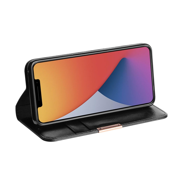 For iPhone 12 / 12 Pro DZGOGO ROYALE II Series Magnetic Horizontal Flip Leather Case with Card Slots & Holder(Black)