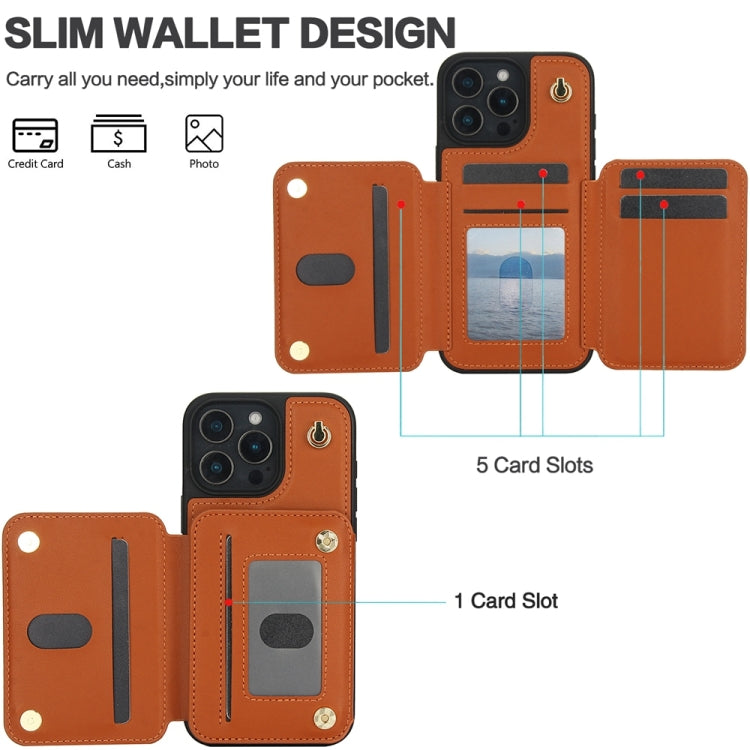 For iPhone 16 Pro Max YM006 Skin Feel Zipper Card Bag Phone Case with Dual Lanyard