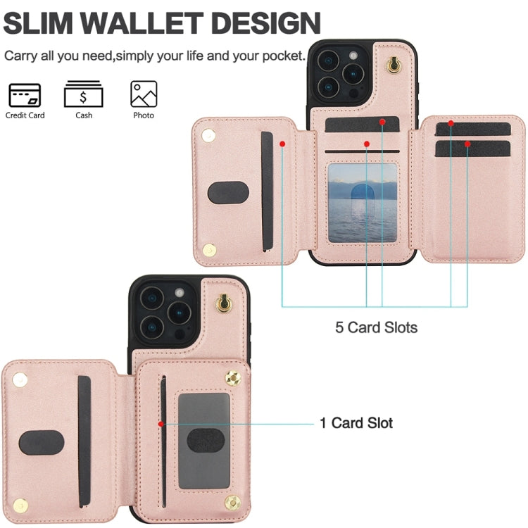 For iPhone 16 Pro YM006 Skin Feel Zipper Card Bag Phone Case with Dual Lanyard