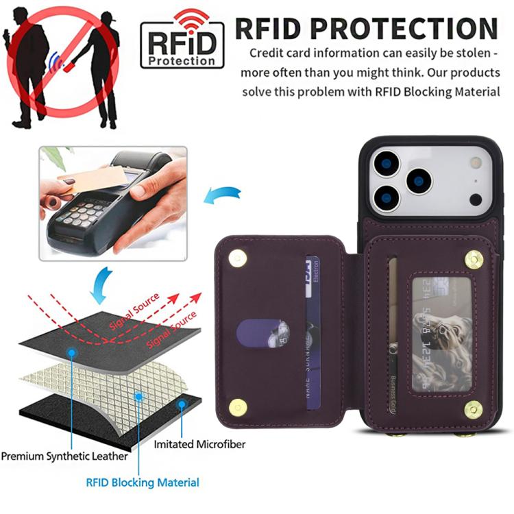 For iPhone 17 Pro Max YM006 Skin Feel Zipper Card Bag Phone Case with Dual Lanyard