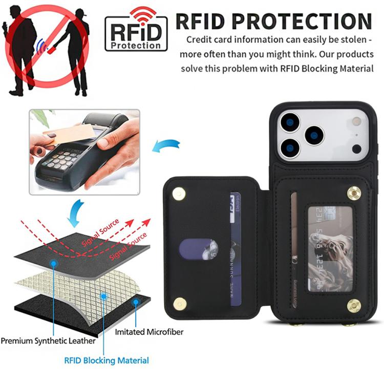 For iPhone 17 Pro Max YM006 Skin Feel Zipper Card Bag Phone Case with Dual Lanyard