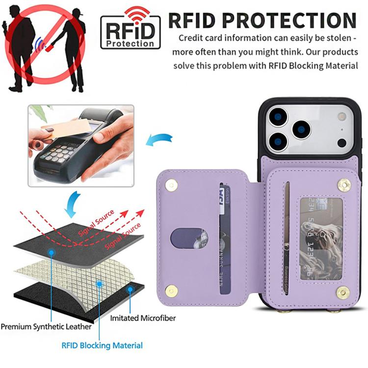 For iPhone 17 Pro Max YM006 Skin Feel Zipper Card Bag Phone Case with Dual Lanyard