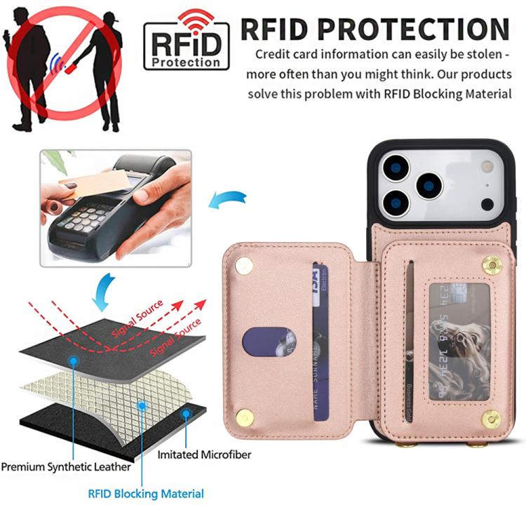 For iPhone 17 Pro Max YM006 Skin Feel Zipper Card Bag Phone Case with Dual Lanyard