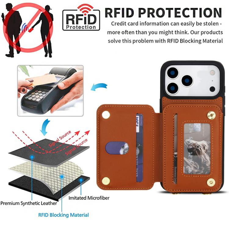 For iPhone 17 Pro Max YM006 Skin Feel Zipper Card Bag Phone Case with Dual Lanyard