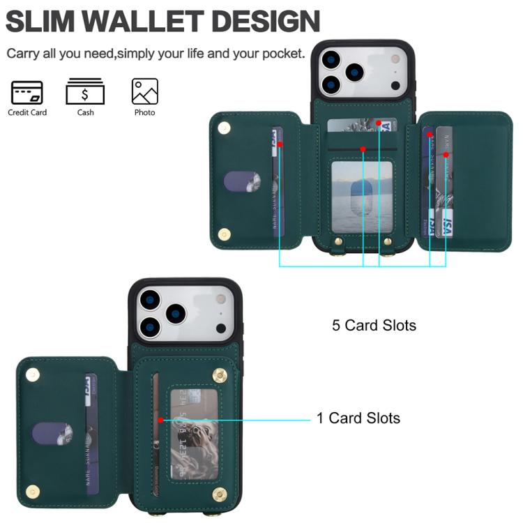 For iPhone 17 Pro Max YM006 Skin Feel Zipper Card Bag Phone Case with Dual Lanyard