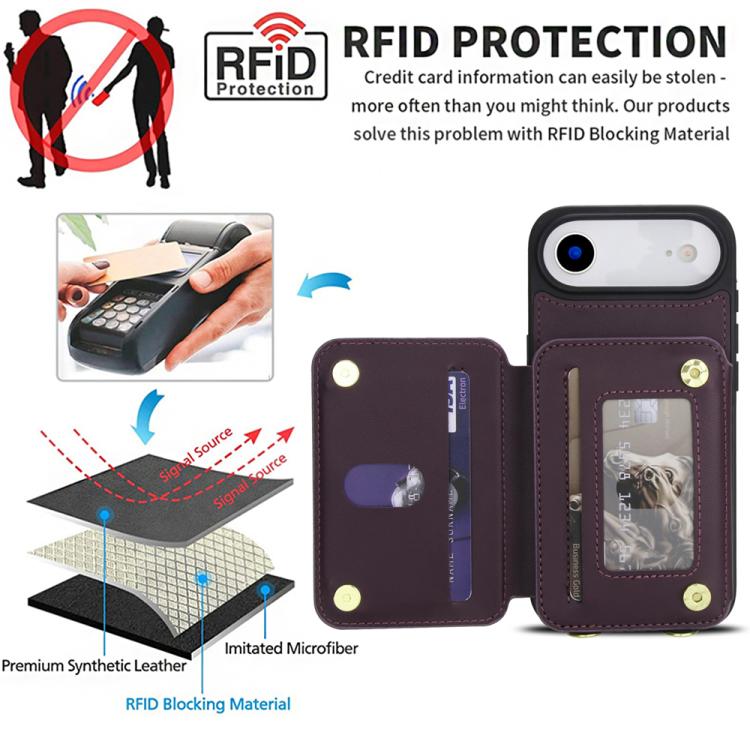 For iPhone Air YM006 Skin Feel Zipper Card Bag Phone Case with Dual Lanyard