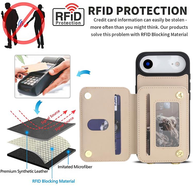 For iPhone Air YM006 Skin Feel Zipper Card Bag Phone Case with Dual Lanyard