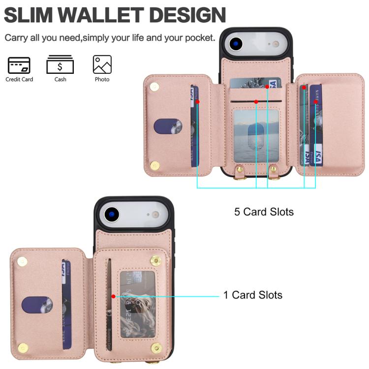 For iPhone Air YM006 Skin Feel Zipper Card Bag Phone Case with Dual Lanyard