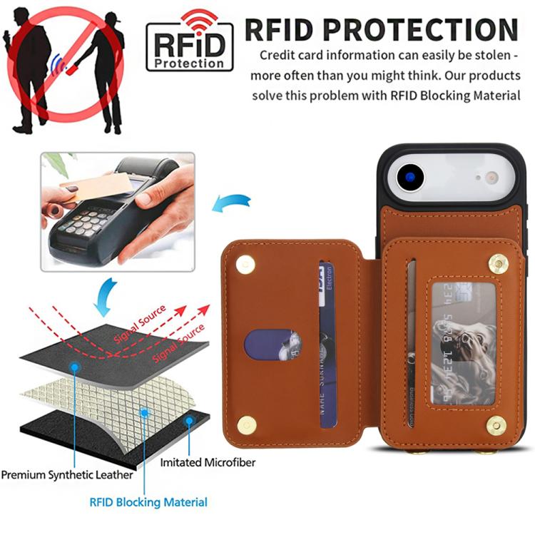 For iPhone Air YM006 Skin Feel Zipper Card Bag Phone Case with Dual Lanyard