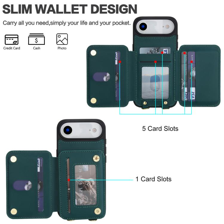 For iPhone Air YM006 Skin Feel Zipper Card Bag Phone Case with Dual Lanyard