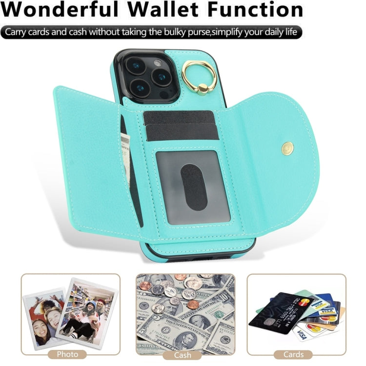 For iPhone 16 Pro Max Ring Holder Card Bag Skin Feel Phone Case