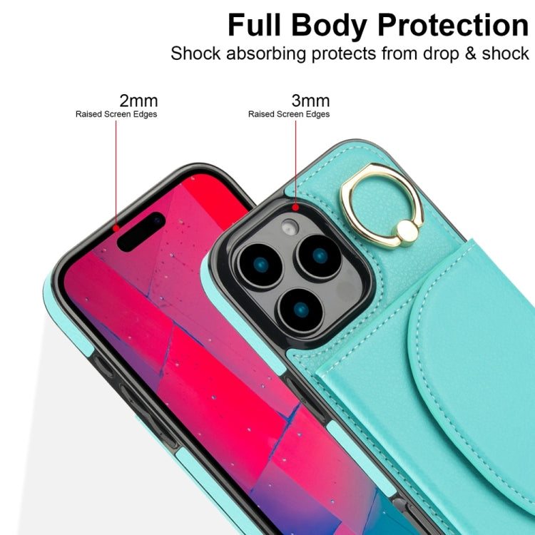 For iPhone 16 Pro Max Ring Holder Card Bag Skin Feel Phone Case