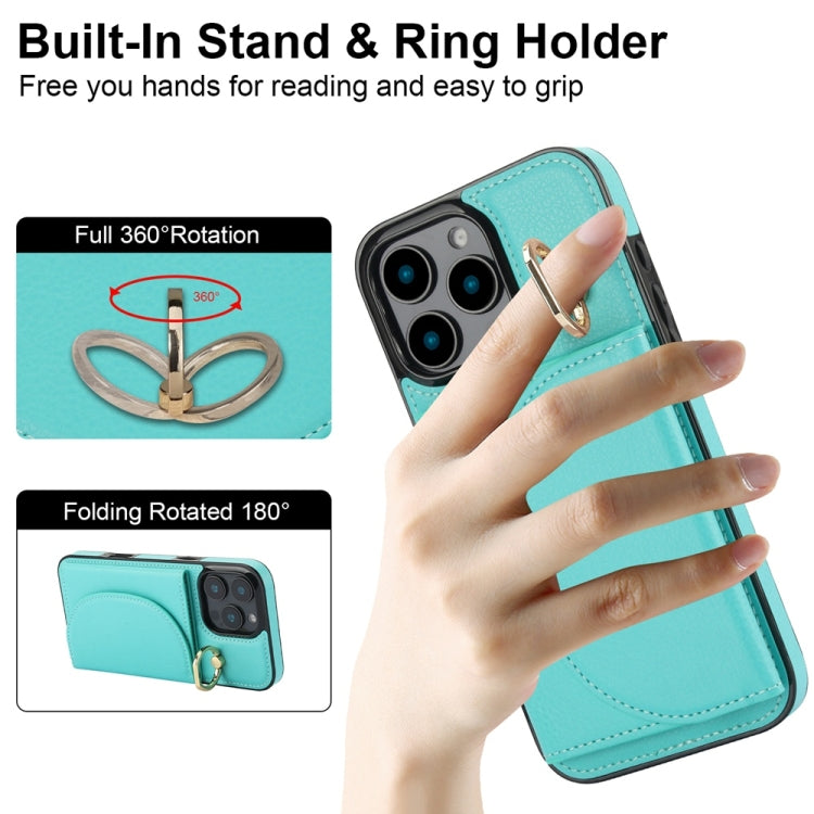 For iPhone 16 Pro Max Ring Holder Card Bag Skin Feel Phone Case