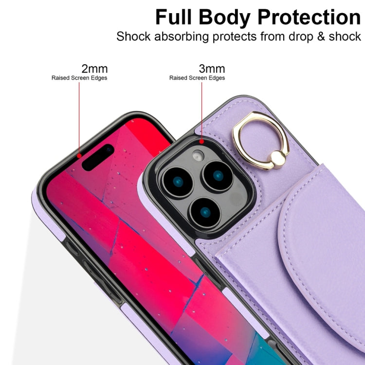 For iPhone 16 Pro Max Ring Holder Card Bag Skin Feel Phone Case