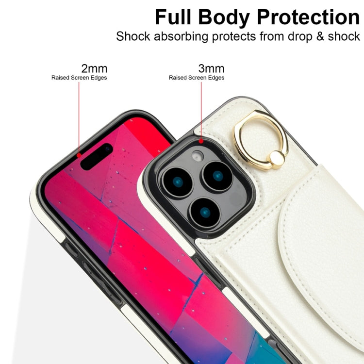 For iPhone 16 Pro Max Ring Holder Card Bag Skin Feel Phone Case