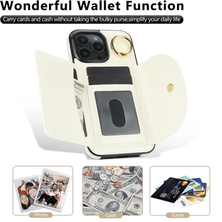 For iPhone 16 Pro Ring Holder Card Bag Skin Feel Phone Case