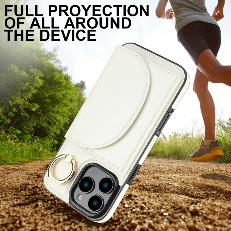 For iPhone 16 Pro Ring Holder Card Bag Skin Feel Phone Case