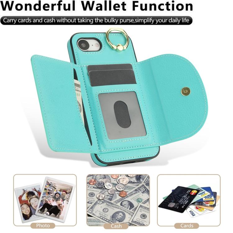 For iPhone 17e / 16e Ring Holder Card Bag Skin Feel Phone Case