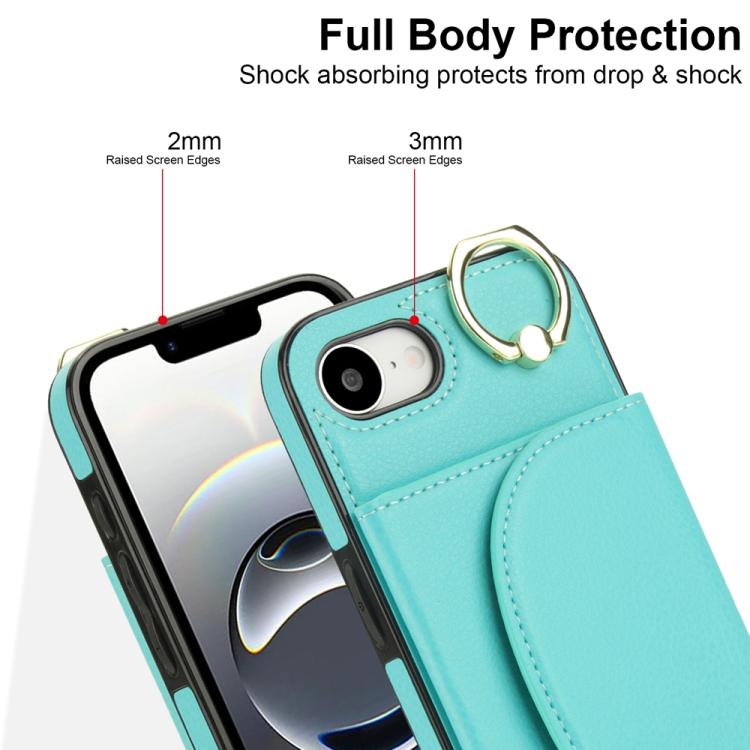 For iPhone 17e / 16e Ring Holder Card Bag Skin Feel Phone Case