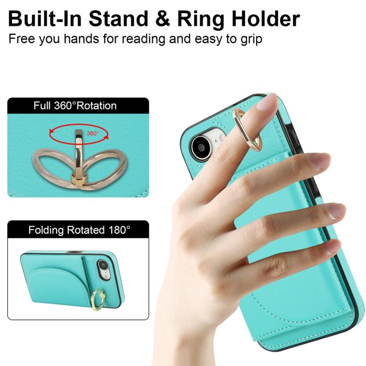 For iPhone 17e / 16e Ring Holder Card Bag Skin Feel Phone Case