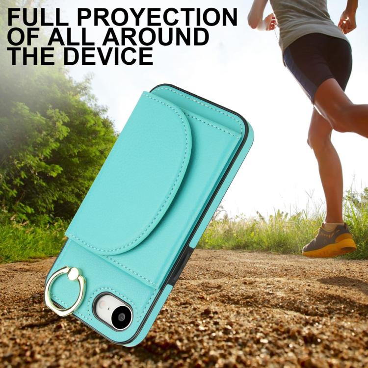 For iPhone 17e / 16e Ring Holder Card Bag Skin Feel Phone Case