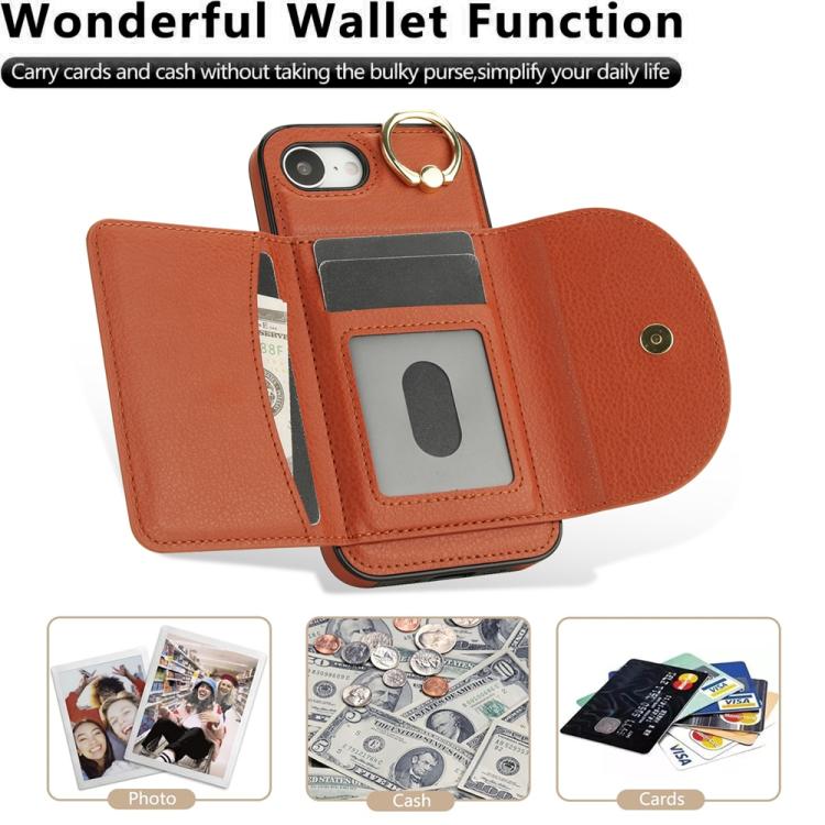 For iPhone 17e / 16e Ring Holder Card Bag Skin Feel Phone Case