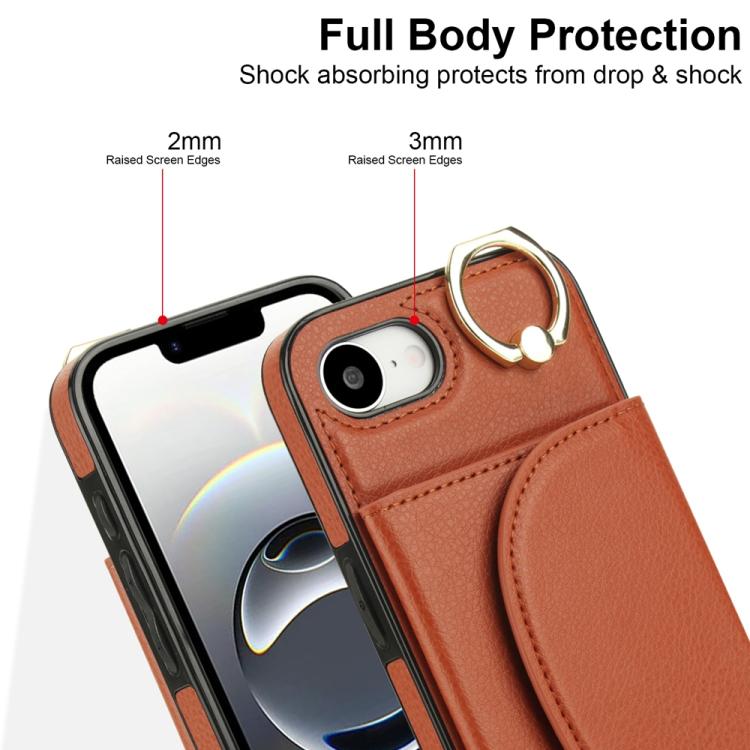 For iPhone 17e / 16e Ring Holder Card Bag Skin Feel Phone Case