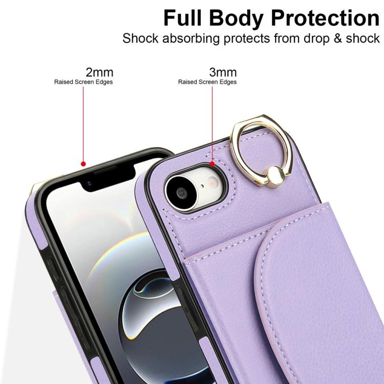 For iPhone 17e / 16e Ring Holder Card Bag Skin Feel Phone Case