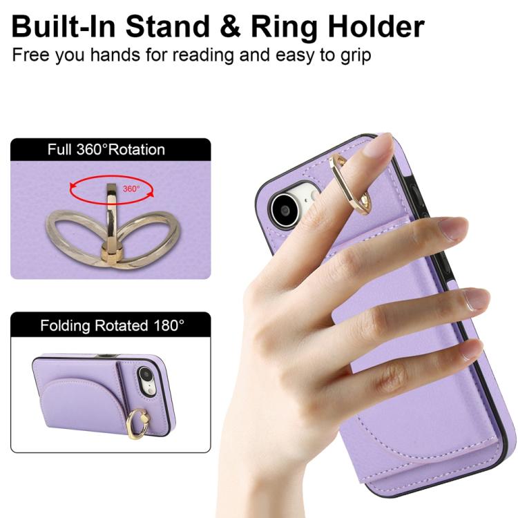 For iPhone 17e / 16e Ring Holder Card Bag Skin Feel Phone Case