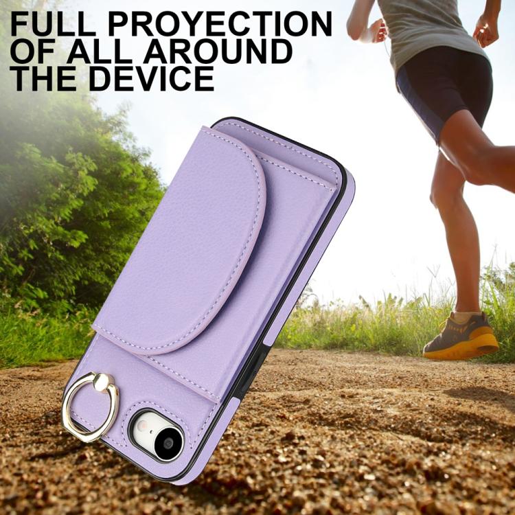 For iPhone 17e / 16e Ring Holder Card Bag Skin Feel Phone Case