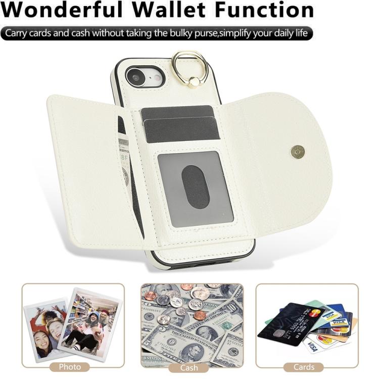 For iPhone 17e / 16e Ring Holder Card Bag Skin Feel Phone Case