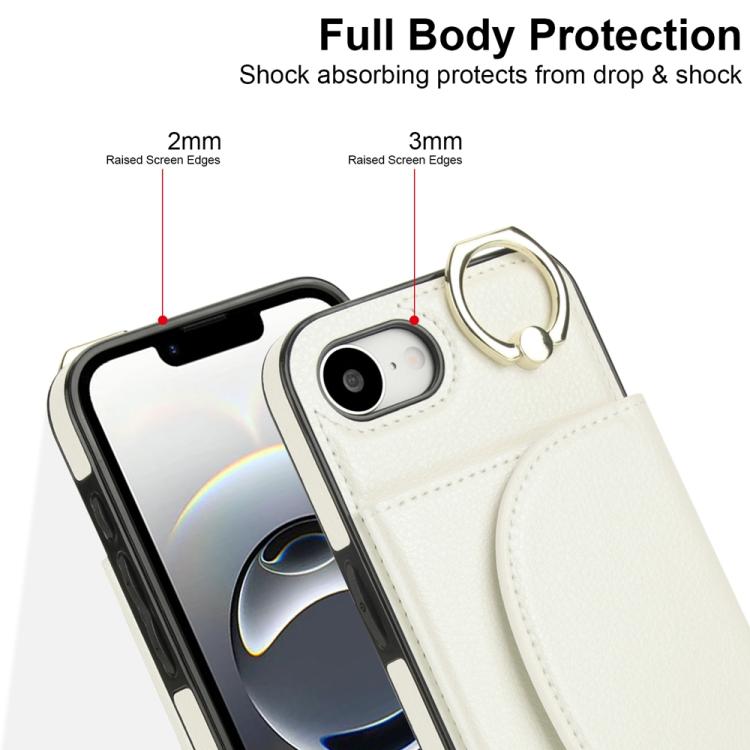 For iPhone 17e / 16e Ring Holder Card Bag Skin Feel Phone Case