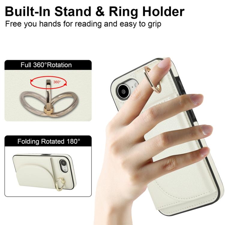 For iPhone 17e / 16e Ring Holder Card Bag Skin Feel Phone Case