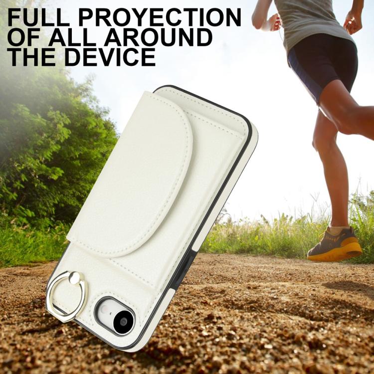 For iPhone 17e / 16e Ring Holder Card Bag Skin Feel Phone Case