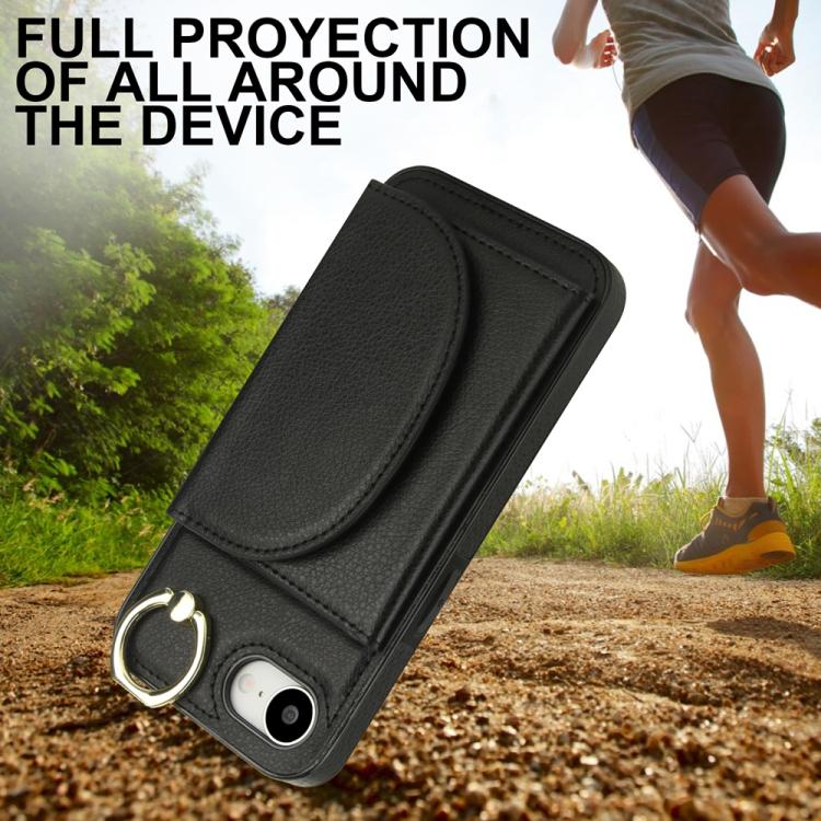 For iPhone 17e / 16e Ring Holder Card Bag Skin Feel Phone Case