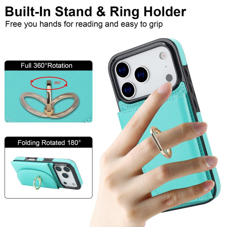 For iPhone 17 Pro Max Ring Holder Card Bag Skin Feel Phone Case