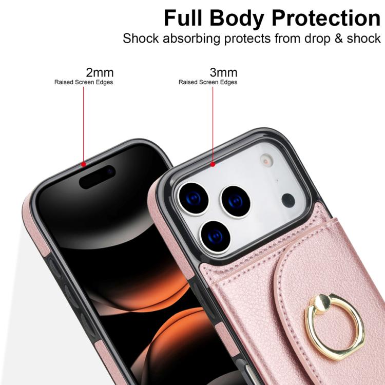 For iPhone 17 Pro Max Ring Holder Card Bag Skin Feel Phone Case