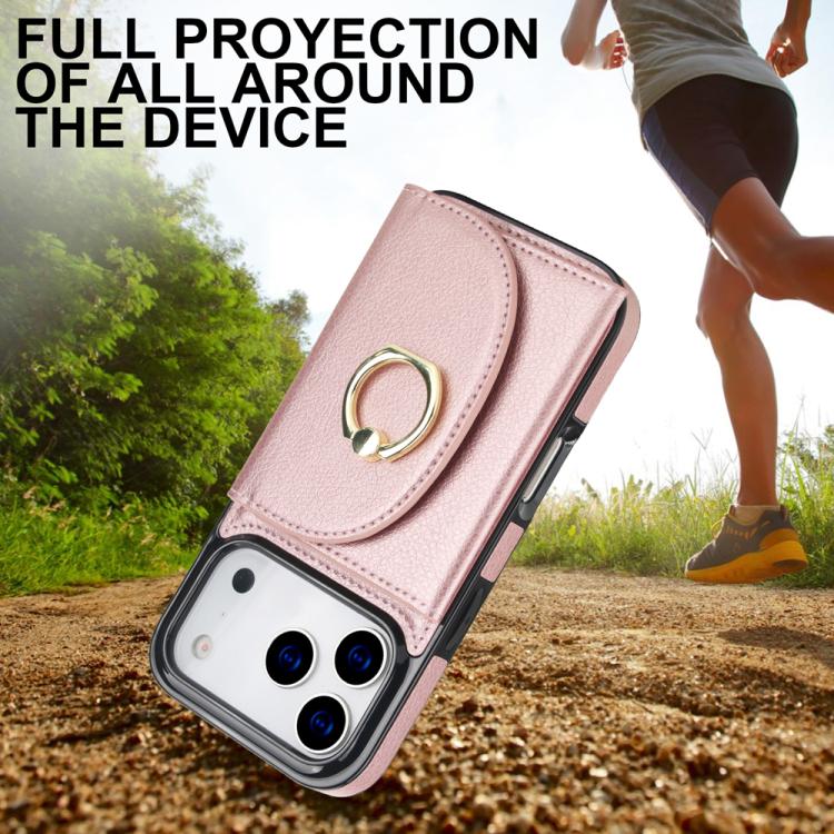 For iPhone 17 Pro Max Ring Holder Card Bag Skin Feel Phone Case